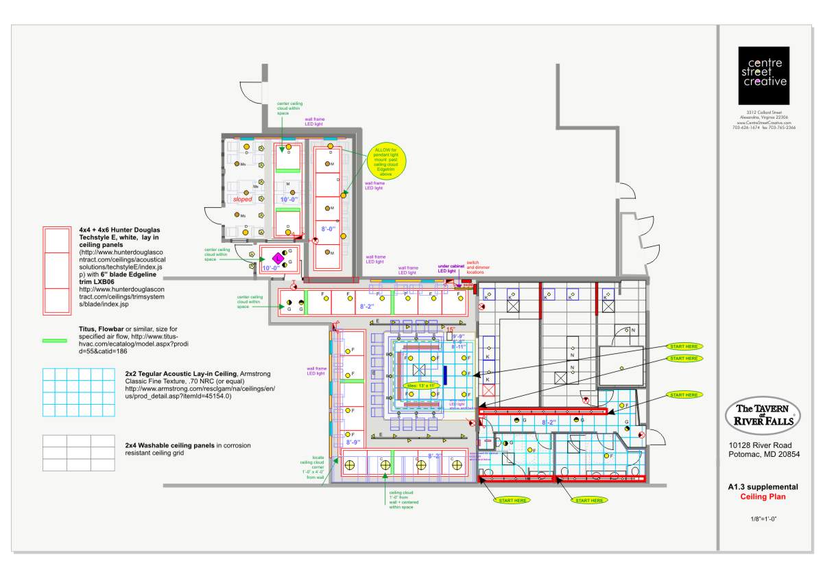 Restaurant interior design ceiling plan by Centre Street Creative